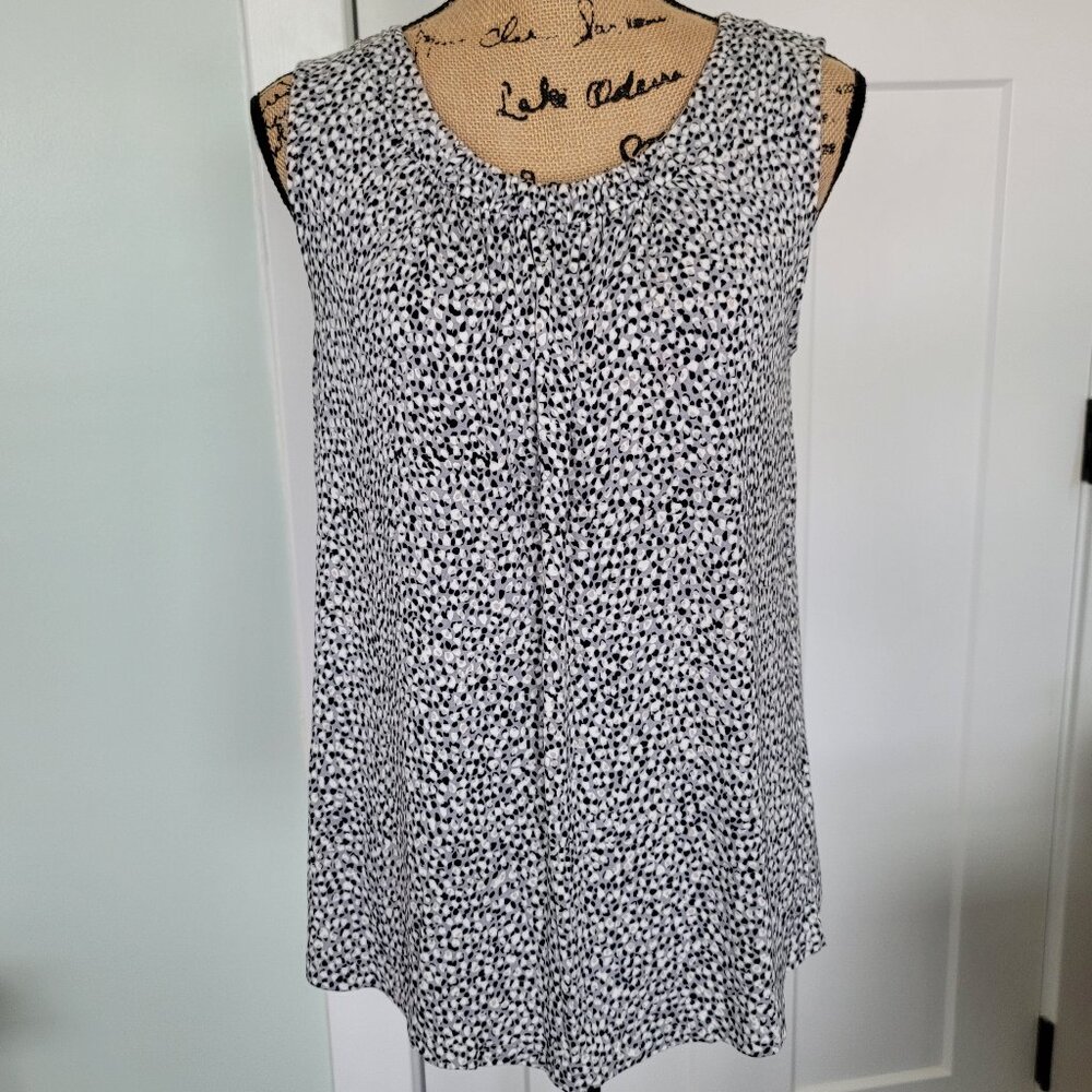**Croft & Barrow Black Brown Printed Stretch Sleeveless Tank Women's Size Medium